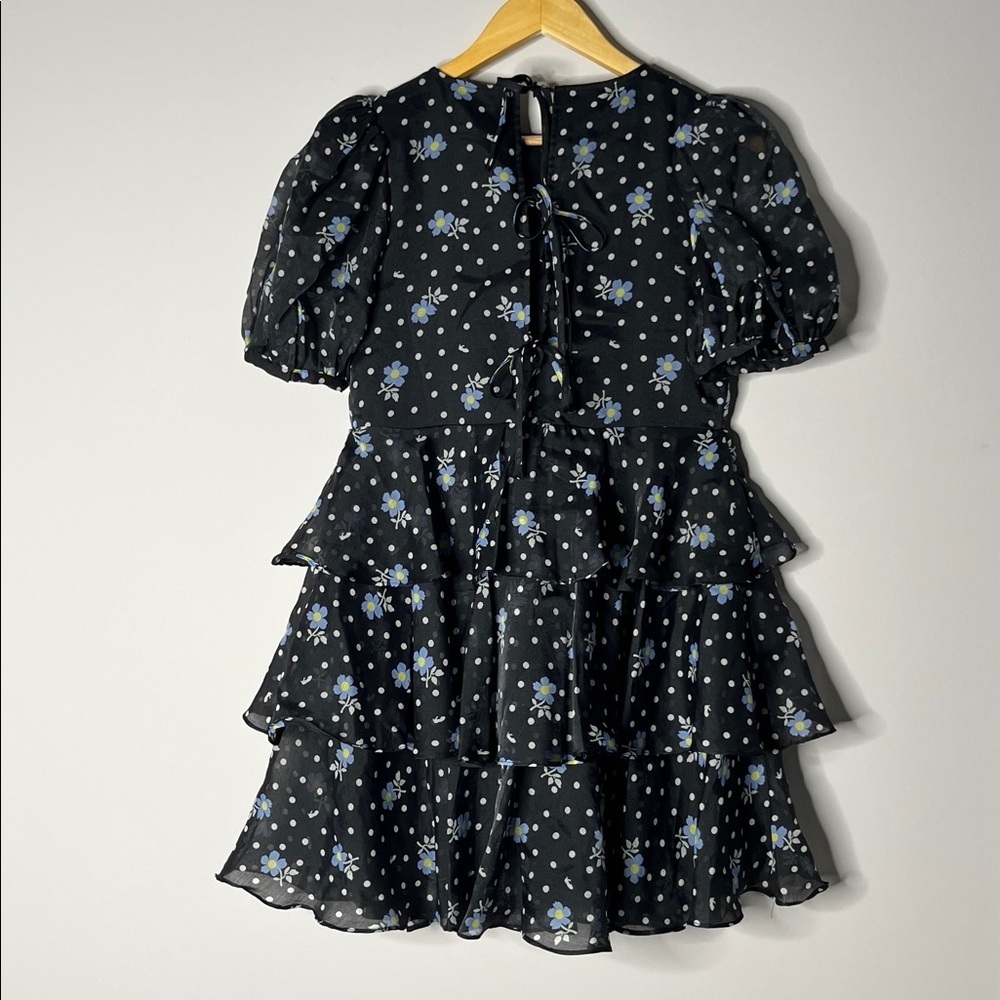 SANDY LIANG X TARGET Floral Black Dress with Blue White Floral Accents Size XS - Picture 4 of 11